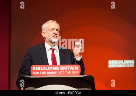 © Chris Bull. 26/9/18 Liverpool , Royaume-Uni. La conférence du Parti travailliste aujourd'hui (mercredi 26 Septeber 2018). Chef du parti travailliste le discours de Jeremy Corbyn. Crédit photo : CHRIS BULL Banque D'Images