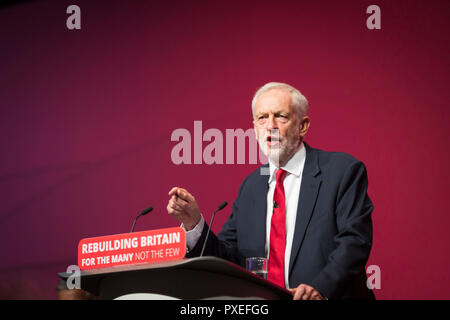 © Chris Bull. 26/9/18 Liverpool , Royaume-Uni. La conférence du Parti travailliste aujourd'hui (mercredi 26 Septeber 2018). Chef du parti travailliste le discours de Jeremy Corbyn. Crédit photo : CHRIS BULL Banque D'Images