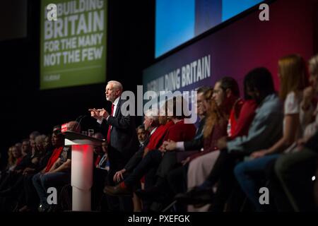 © Chris Bull. 26/9/18 Liverpool , Royaume-Uni. La conférence du Parti travailliste aujourd'hui (mercredi 26 Septeber 2018). Chef du parti travailliste le discours de Jeremy Corbyn. Crédit photo : CHRIS BULL Banque D'Images