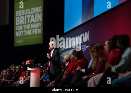 © Chris Bull. 26/9/18 Liverpool , Royaume-Uni. La conférence du Parti travailliste aujourd'hui (mercredi 26 Septeber 2018). Chef du parti travailliste le discours de Jeremy Corbyn. Crédit photo : CHRIS BULL Banque D'Images