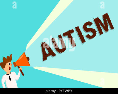Main conceptuel écrit, indiquant l'autisme. Photo d'entreprise difficulté du texte dans l'interaction et la formation d'affaires avec d'autres montrant. Banque D'Images