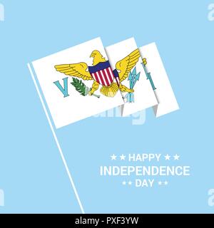 Iles Vierges US Independence Day design typographique avec drapeau vector Illustration de Vecteur