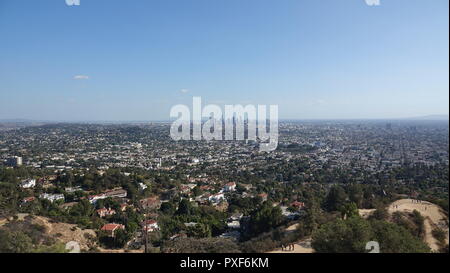 Vue sur le centre-ville DE LA depuis Griffith Park Banque D'Images