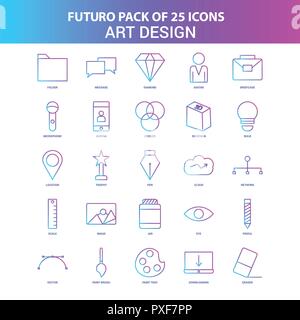 25 bleu et rose Futuro Art and Design Icon Pack Illustration de Vecteur