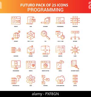 Programmation 25 Orange Futuro Icon Set Illustration de Vecteur