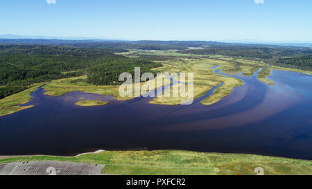 Photographie aérienne du lac de Chobushi, Hokkaido, Japon Banque D'Images