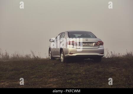 Toyota Corolla dans le brouillard Banque D'Images