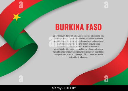 Forme un ruban ou une bannière avec un drapeau du Burkina Faso. Modèle pour la conception de l'affiche Illustration de Vecteur