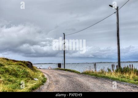 Straße, Weg, Stieglerweg 7, Dorf, Wiese, Fähranleger Borgvåg Fähre,,, Borgvågveien Vestvagøya, ruine,, Haus, Kiefer, Stieglerweg 7 Banque D'Images