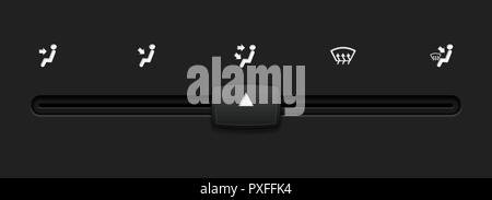 Tableau de bord voiture curseur noir. Climatiseur automatique sélecteur de direction du flux d'air. Niveau haut et bas Illustration de Vecteur