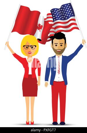 Le Canada et l'Amérique deux drapeaux Illustration de Vecteur