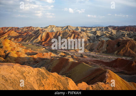 Le GANSU, CHINE : Zhangye Géoparc National. Le parc est situé dans le nord de contreforts des monts Qilian. Banque D'Images