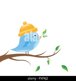 Petit oiseau est assis sur une branche EPS10 vector illustration Illustration de Vecteur