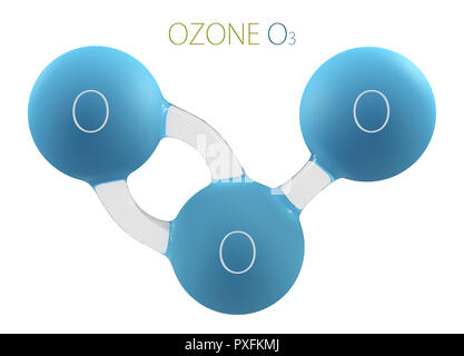 L'ozone O3 molécule 3d isolé sur blanc. Banque D'Images