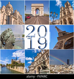 Paris 2019 carte de vœux collage voyage Banque D'Images