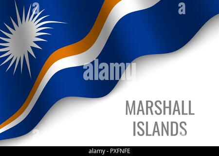 Waving Flag de Îles Marshall avec copyspace. Modèle de brochure. vector illustration Illustration de Vecteur