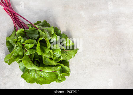 Les légumes bio. Frais des feuilles de betteraves, fraîchement récolté vert feuilles de betterave botte. Banque D'Images