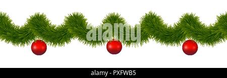 L'hiver de fête sans soudure horizontale garland pour des sites web et des décorations Illustration de Vecteur