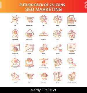 Futuro 25 Orange Marketing SEO Icon Set Illustration de Vecteur