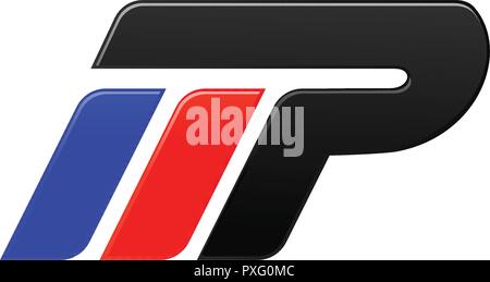 Lettre modèle de conception de logo MP racing Illustration de Vecteur