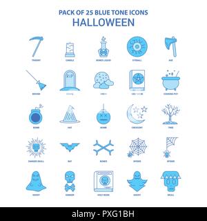 Ton bleu Halloween Icon Pack - 25 sets d'icônes Illustration de Vecteur