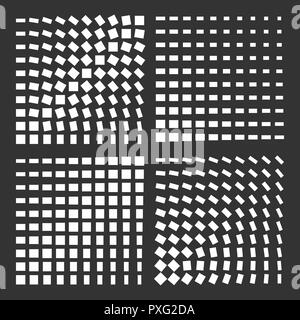 Monochrome blanc vecteur dynamique moderne minimal abstract square gradient de demi-teintes textures isolé sur fond noir Illustration de Vecteur