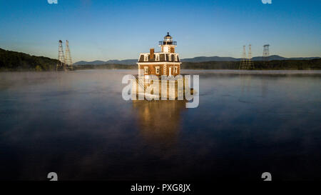 Athènes Hudson Lighthouse, Hudson River, New York, USA Banque D'Images