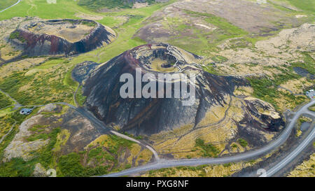 Volcan Grábrók Cratère Grábrók, ou l'Islande, Bifrost Banque D'Images