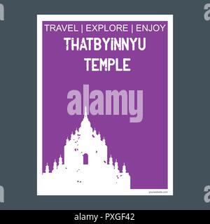 Temple Thatbyinnyu, le Myanmar monument monument brochure télévision style et typographie vector Illustration de Vecteur