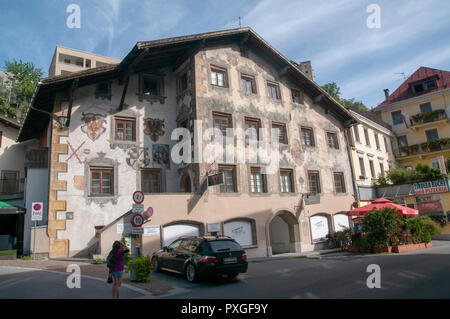 Maison décorée peint à Landeck, Tirol, Autriche Banque D'Images