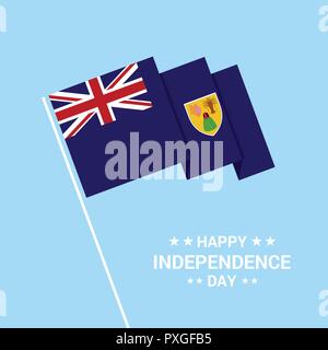 Îles Turques et Caïques Independence Day design typographique avec drapeau vector Illustration de Vecteur