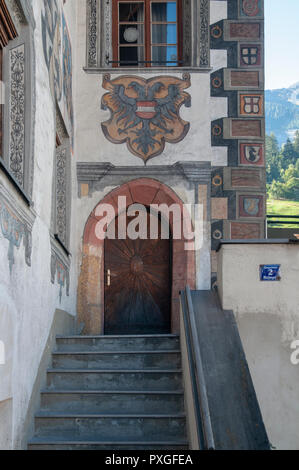 Maison décorée peint à Landeck, Tirol, Autriche Banque D'Images