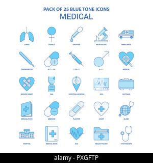 Ton Bleu médical Icon Pack - 25 sets d'icônes Illustration de Vecteur