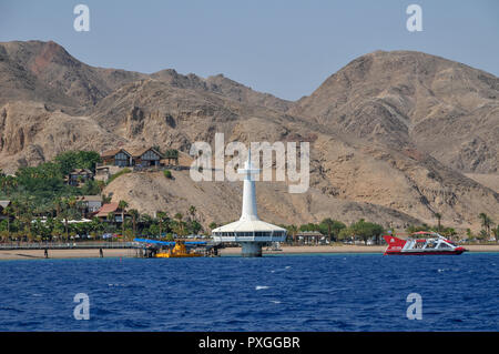 Underwater Observatory, Eilat, Israël comme vu de la mer Banque D'Images