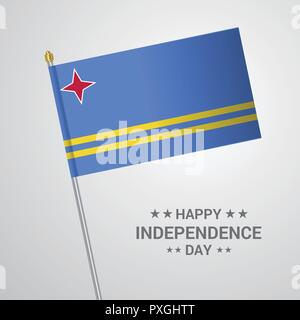 Aruba Independence Day design typographique avec drapeau vector Illustration de Vecteur