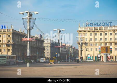 MINSK, BELARUS - 11 septembre 2018 : Palais de la République du Bélarus sur place d'octobre à Minsk. Banque D'Images