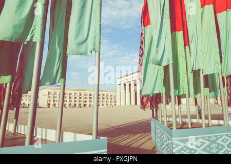 MINSK, BELARUS - 11 septembre 2018 : Palais de la République du Bélarus sur place d'octobre à Minsk. Banque D'Images