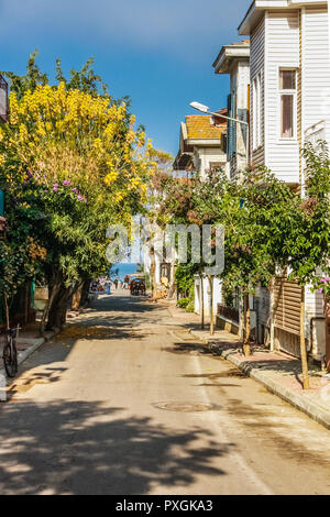 Istanbul, Turquie, le 5 novembre 2010 : rue bordée d'sur Frederikshavn, l'une des îles des Princes. Banque D'Images