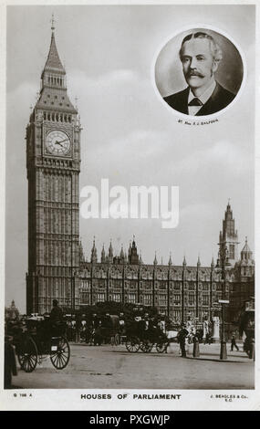 Big Ben et chambres du Parlement - Portrait de Balfour Banque D'Images