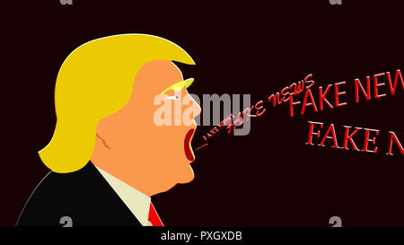 L'animation du président des États-Unis qui dit faux news Banque D'Images