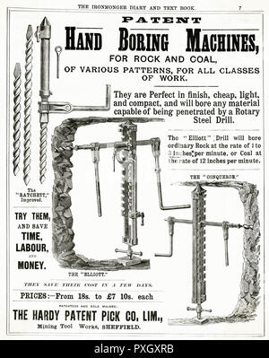 Machine à aléser les mains de Hardy Patent Pick Co. 1890s Banque D'Images