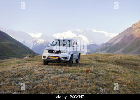 Mont Lénine vu de Basecamp au Kirghizstan prise en août 2018 Banque D'Images