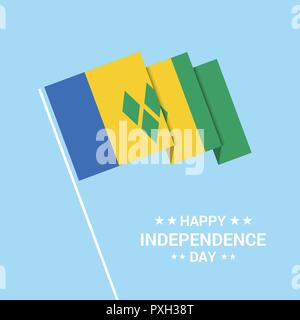 Saint Vincent et Grenadines Independence Day design typographique avec drapeau vector Illustration de Vecteur