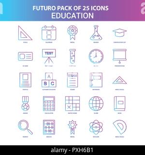 Bleu et rose 25 Éducation Futuro Icon Pack Illustration de Vecteur