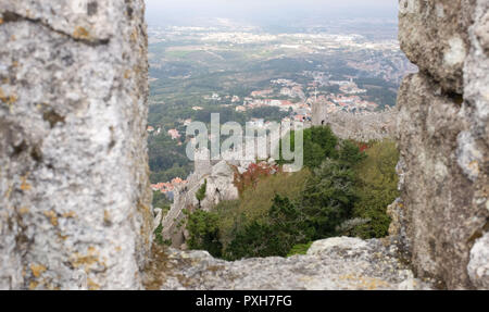 Ruines du château des Templiers à Sintra, Portugal Banque D'Images