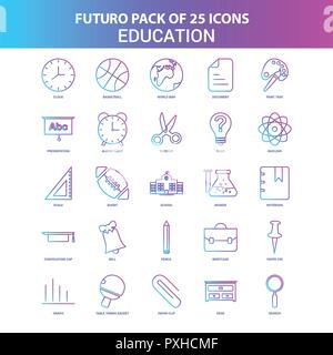 Bleu et rose 25 Éducation Futuro Icon Pack Illustration de Vecteur