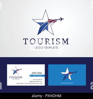 Drapeau Panama voyage Star Creative Design Logo et carte de visite Illustration de Vecteur