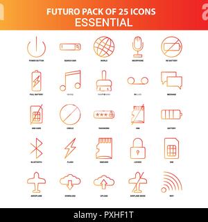 Futuro Orange 25 Icon Set Illustration de Vecteur