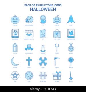 Ton bleu Halloween Icon Pack - 25 sets d'icônes Illustration de Vecteur