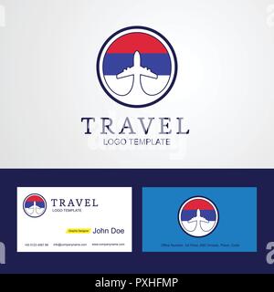 Republika Srpska voyage drapeau Creative Circle Design Logo et carte de visite Illustration de Vecteur